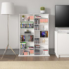 Prepac - Cabinet d'affichage haut à 2 colonnes 51 po, cabinet de rangement pour DVD avec 14 étagères ajustables - Blanc-Bases élargies pour plus de stabilité