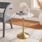 Modway - Lippa Rond de 20 po Terrazzo Table d’appoint - Terrazzo d’or-Socle en socle en acier inoxydable en or brossé