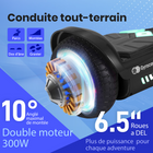 Gyrocopters - Hoverboard PRIME pour enfants - Vitesse de 15 km/h - 300 W - 6,5 pouces - Roues LED - Haut-parleur Bluetooth - Noir-Roues éclairées par LED