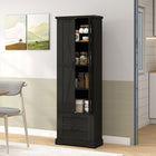 HOMCOM - Armoire de cuisine style ferme 71 po - noir-Glissières de tiroir silencieuses et fermetures magnétiques assurent un fonctionnement fluide et silencieux 