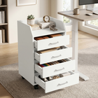 HOMCOM - Armoire de classement mobile verticale à 4 tiroirs avec roulettes verrouillables - blanc-Armoire à dossiers avec 4 roulettes pivotantes, dont 2 avec freins, pour une mobilité facile 