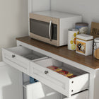 HOMCOM - Armoire de garde-manger 71 po avec espace pour micro-ondes et unité haute - blanc-Conception anti-basculement pour plus de sécurité en fixant à un mur 