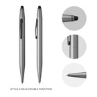 Cross - Stylo à bille double fonction Tech2 avec stylet, laque métallique avec noir brillant - Gris titane-Une action pivotante rapide engage l’extrémité à bille