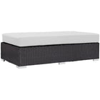 Modway - Convene Terrasse extérieure Tissu Ottoman rectangulaire in Espresso Blanc-Tissage en rotin synthétique