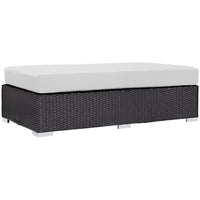 Modway - Convene Terrasse extérieure Tissu Ottoman rectangulaire in Espresso Blanc-Tissage en rotin synthétique