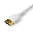StarTech - 3 pi (1 m) Slim câble HDMI blanc-Matériaux ultra-durables : le cordon HDMI avec conception en fibre d’aramide offre une durabilité extrême, augmentant la résistance à la traction pour pouvoir le tirer dans des espaces étroits et dans des virages extrêmes, Le papier d’aluminium Al-Mylar avec tresse protège contre les EMI pour assurer une intégrité fiable du signal