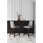 Manhattan Comfort - Tabouret de comptoir Fifth Avenue 19" traditionnel rembourré en similicuir - gris clair-Cadre en bois de hêtre massif avec une riche finition en noyer
