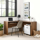 Modway - Envision Bois Ensemble de bureau et d’armoire à dossiers - Blanc noyer-Construction en panneaux de particules et MDF
