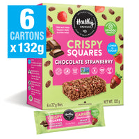 Healthy Crunch - Carrés croustillants au chocolat et aux fraises- 22 gr - Paquet de 36-Sans gluten