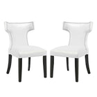Modway - Curve Vinyle Chaise à manger Ensemble de 2 - Blanc-Cadre en bois massif