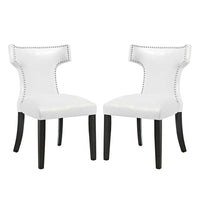 Modway - Curve Vinyle Chaise à manger Ensemble de 2 - Blanc-Cadre en bois massif