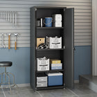 Manhattan Comfort - Armoire de garage moderne Fortress 77 cm (30,3 po) - gris charbon-Poignée encastrée en métal