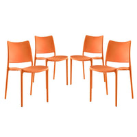Modway - Hipster Fauteuil d’appoint de salle à manger Ensemble de 4 - Orange-Fauteuil d’accompagnement moderne à manger