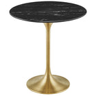Modway - Lippa Rond de 20 po Faux marbre Table d’appoint - Or Noir-Table d’appoint moderne