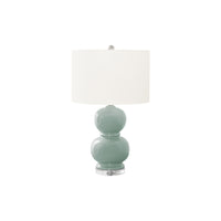 Monarch Specialties - Luminaire - 25 po H Lampe De Table - Céramique Bleue - Abat-Jour Ivoire / Crème - Contemporain - Moderne-Lampe de table contemporaine, tendance et élégante de 25 pouces de haut en céramique bleue en forme de double gourde sur une base épaisse en cristal acrylique et et surmontée d'un abat-jour tambour chic en ivoire