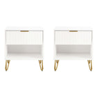 Manhattan Comfort - DUMBO Table de nuit moderne 1 tiroir 20,07" - Blanc - Lot de 2-Moderne-contemporain avec une touche de glamour - Table de nuit pour chambre et salon, lot de 2