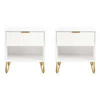Manhattan Comfort - DUMBO Table de nuit moderne 1 tiroir 20,07" - Blanc - Lot de 2-Moderne-contemporain avec une touche de glamour - Table de nuit pour chambre et salon, lot de 2