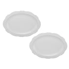 Casa Domani - Plateau Ovale Florence Blanc 35x25 cm - Lot de 2-En porcelaine avec un motif délicat en relief sur un profil festonné.