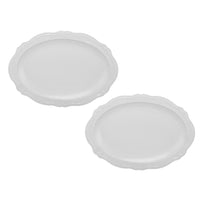 Casa Domani - Plateau Ovale Florence Blanc 35x25 cm - Lot de 2-En porcelaine avec un motif délicat en relief sur un profil festonné.