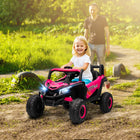 Qaba - UTV électrique 12V à batterie avec démarrage progressif - rose-Une fois chargé, il offre aux enfants de nombreuses occasions de s'amuser en plein air 