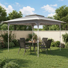 Outsunny - Tente auvent pliante 11.5 pi l x 11.5 pi L avec installation facile à 1 bouton - Gris foncé-Toit à deux niveaux pour une meilleure circulation de l’air et dissipation de la chaleur