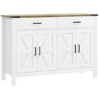 HOMCOM - Buffet 47,2 po L, armoire latérale - blanc-Finition grain de bois, portes de grange et accents métalliques ajoutent un charme rustique de ferme 
