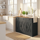 HOMCOM - Buffet de style ferme 43 po pour téléviseurs jusqu’à 50 po avec portes de grange - noir-Un plateau robuste supporte jusqu’à 110 lb, adapté aux appareils ou à la décoration 