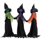 HOMCOM - Trio de sorcières 4 pi tenant les mains avec têtes lumineuses - multicoloure-Trois sorcières sans visage créent un point focal effrayant pour l’extérieur de votre jardin 