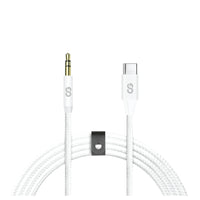 LOGiiX - Piston Connect Braid 1m Aux vers USB-C - Blanc-Câble USB Type-C vers Aux haut de gamme pour une expérience d'écoute filaire fluide