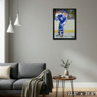 Borje Salming 20x29 Maple Leafs Blue Action-V - Toile encadree - 22" x 31"-Prêt à accrocher - livré entièrement assemblé