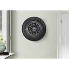 Monarch Specialties - Horloge - 20 po Rond - Gris Charbon - Transitionnel-Fabriqué avec des matériaux de haute qualité, notamment un cadre en plastique texturé et une surface protectrice en verre, sur un fond imprimé de style café et tableau noir