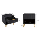 Manhattan Comfort - Dumbo table de chevet moderne 1 tiroir et commode 3 tiroirs - noir - ensemble de 2-Pieds en métal doré élégants évasés ajoutant un design mode sans couture et de la durabilité Hauteur des pieds : 18,6 cm