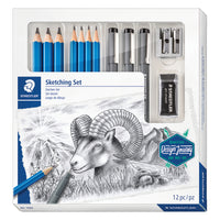 Staedtler Ensemble pour esquisse - 12 pièces-Crayon de dessin haut de gamme pour des croquis expressifs, des détails précis et une clarté artistique.