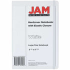 JAM Paper - Grand carnet à couverture rigide avec élastique - 100 feuilles lignées - 5 7/8" x 8 1/2" - Blanc-Taille : Grand (5,88 x 8,5 pouces) | Se glisse facilement dans les sacs, sacs à dos et porte-documents.