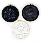 Art 101 - Kit d'art de broderie-Comprend un motif de montagne dégradé, un motif floral et un motif de vagues