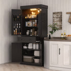 HOMCOM - Armoire de cuisine garde-manger 71 po avec porte-épices et lumières LED - noir-Six étagères à épices derrière les portes, équipées de barres de protection 