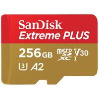 Sandisk - Carte microSDXC UHS-1 Extreme Plus avec adaptateur - 256 Go-Compatible avec la plupart des appareils prenant en charge les cartes microSDXC Pour une utilisation étendue