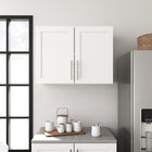 Prepac - Cabinet de rangement mural Elite 32 po avec portes à panneaux, cabinet de garde-manger avec 1 étagère ajustable - Blanc-Les portes sont dotées de charnières réglables en 6 directions de style européen de haute qualité