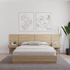 Nexera - Ensemble de 2 panneaux d'extension pour table de nuit flottante Milano, Chêne Blond Naturel-Élément Central Élégant : En combinant les extensions de panneau de tête de lit avec des tiroirs flottants, vous créez un élément central multifonctionnel et élégant pour votre chambre