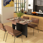 HOMCOM - Table à manger pliante à abattant avec tiroir et étagères de rangement pour 4-6 personnes - brun rustique-Les charnières en acier allié de qualité et les goupilles de contrôle sous le plateau offrent un soutien solide 