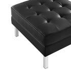 Modway - Loft Touffe Cuir végane Ottoman - Argent noir-Capsules de pied non marquées