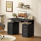 HOMCOM - Bureau d'ordinateur avec plateau à clavier et tiroirs de rangement - 47,2 po L x 21,7 po l x 29,5 po H - noir-Le plateau pour clavier permet de gagner de la place sur votre bureau 