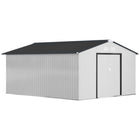 Abri de jardin Outsunny 11' x 13' avec kit de fondation - Blanc-Grand espace intérieur pour ranger des outils, un vélo, des outils de jardin, du matériel d’entretien de pelouse et plus encore  
