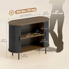 HOMCOM - Buffet style ferme 39,4 po avec portes tambour courbées - grain de bois brun-Compartiments latéraux doubles offrant un espace supplémentaire pour les petits accessoires