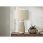 Monarch Specialties - Luminaire - 27 po H Lampe De Table - Crème Céramique - Abat-Jour Beige - Contemporain-Cette lampe est dotée d'un interrupteur rotatif à 3 voies contenant une seule ampoule (non incluse) pour une puissance maximale de 100W/120V, vous permettant de personnaliser l'ambiance d'éclairage de votre espace