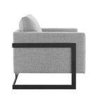 Modway - Posse Tissu rembourré Chaise d’accent - Noir Gris clair-Rembourrage en mousse dense + Support de ressort