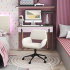 Homy Casa - Chaise de bureau pivotante avec roulettes, Tissu beige-7
