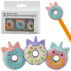 Merangue - Effaces Donut Licorne - Paquet de 3-Sans bavure, sans latex ni PVC