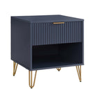 Manhattan Comfort - DUMBO Table de nuit moderne 1 tiroir 51 cm - Bleu Minuit - Lot de 2-17,73 po L x 20,07 po l x 21,65 po H