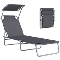 Outsunny - Chaise longue d’extérieur - pour plage - camping - randonnée - jardin - gris-Convient pour les parcs extérieurs, jardins, terrasses, bords de piscine, vérandas, plages et plus encore